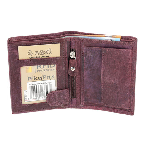 4 East Leather Wallet for Men with Coin Pocket | 8 Credit Card Slots & Hidden Pockets | Mens Wallet with RFID In Genuine Leather – Billfold - Purple | 11X9X2cm 4 East Leather Wallet for Men with Coin Pocket | 8 Credit Card Slots & Hidden Pockets | Mens Wallet with RFID In Genuine Leather – Billfold - Purple | 11X9X2cm