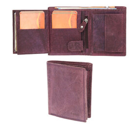 4 East Leather Wallet for Men with Coin Pocket | 8 Credit Card Slots & Hidden Pockets | Mens Wallet with RFID In Genuine Leather – Billfold - Purple | 11X9X2cm
