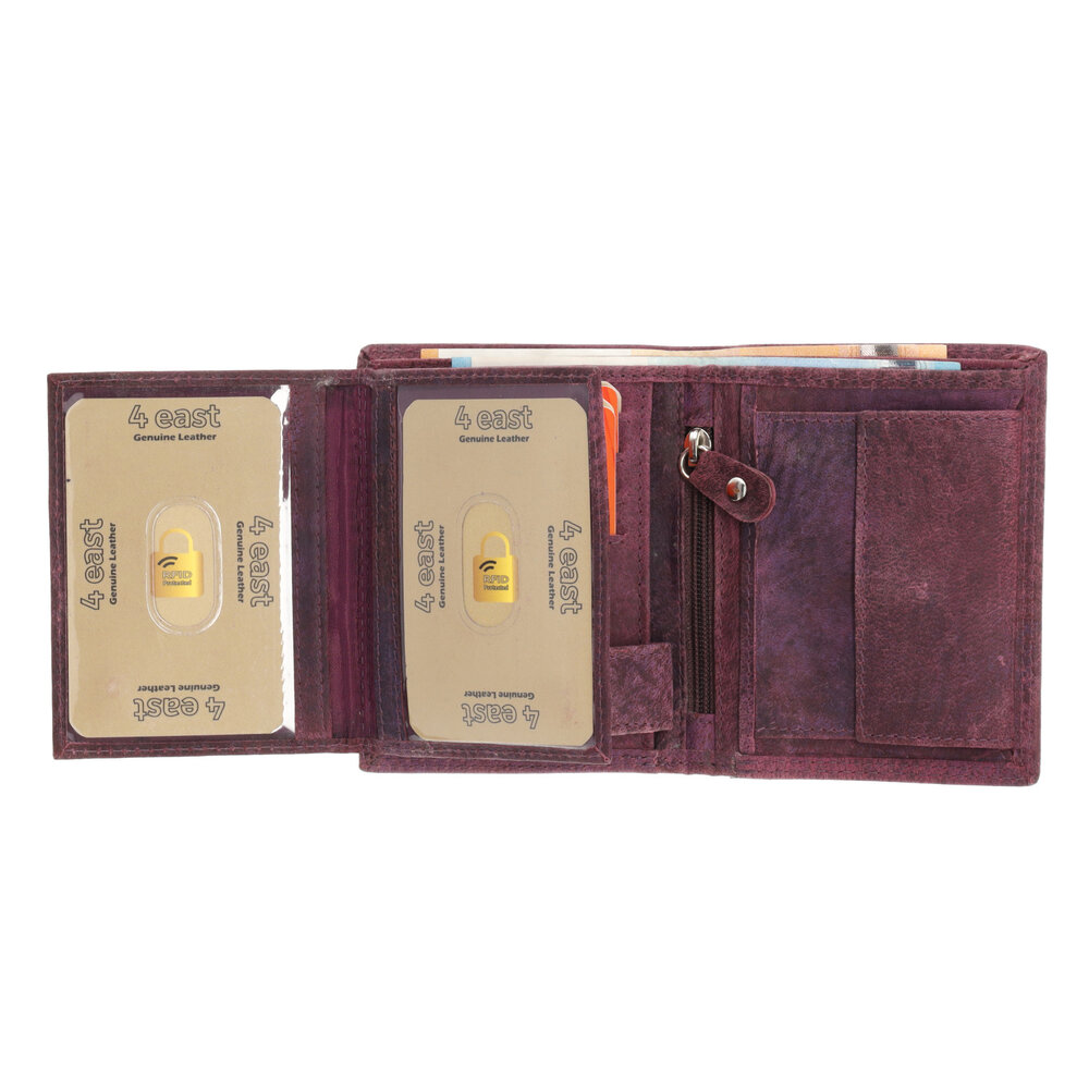 4 East Leather Wallet for Men with Coin Pocket | 8 Credit Card Slots & Hidden Pockets | Mens Wallet with RFID In Genuine Leather – Billfold - Purple | 11X9X2cm 4 East Leather Wallet for Men with Coin Pocket | 8 Credit Card Slots & Hidden Pockets | Mens Wallet with RFID In Genuine Leather – Billfold - Purple | 11X9X2cm