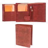 4 East Rode Lederen Billfold Portemonnee van 4 East - 9x2x11 cm - 14 Creditcardvakjes - Muntenvak - Compact Formaat - voor Heren & Dames 4 East Rode Lederen Billfold Portemonnee van 4 East - 9x2x11 cm - 14 Creditcardvakjes - Muntenvak - Compact Formaat - voor Heren & Dames