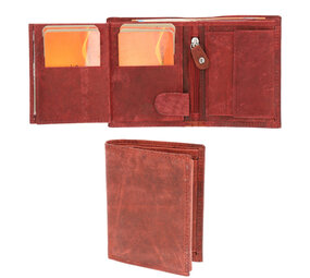 4 East Rode Lederen Billfold Portemonnee van 4 East - 9x2x11 cm - 14 Creditcardvakjes - Muntenvak - Compact Formaat - voor Heren & Dames 4 East Rode Lederen Billfold Portemonnee van 4 East - 9x2x11 cm - 14 Creditcardvakjes - Muntenvak - Compact Formaat - voor Heren & Dames