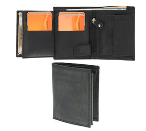 4 East Leren Portemonnee met 8 Pasjeshouder | Briefgeld & Muntvak | Beste Portemonnee Heren & Dames met RFID Bescherming | Zwart | 11X9X2cm | Cadeau voor Alles!