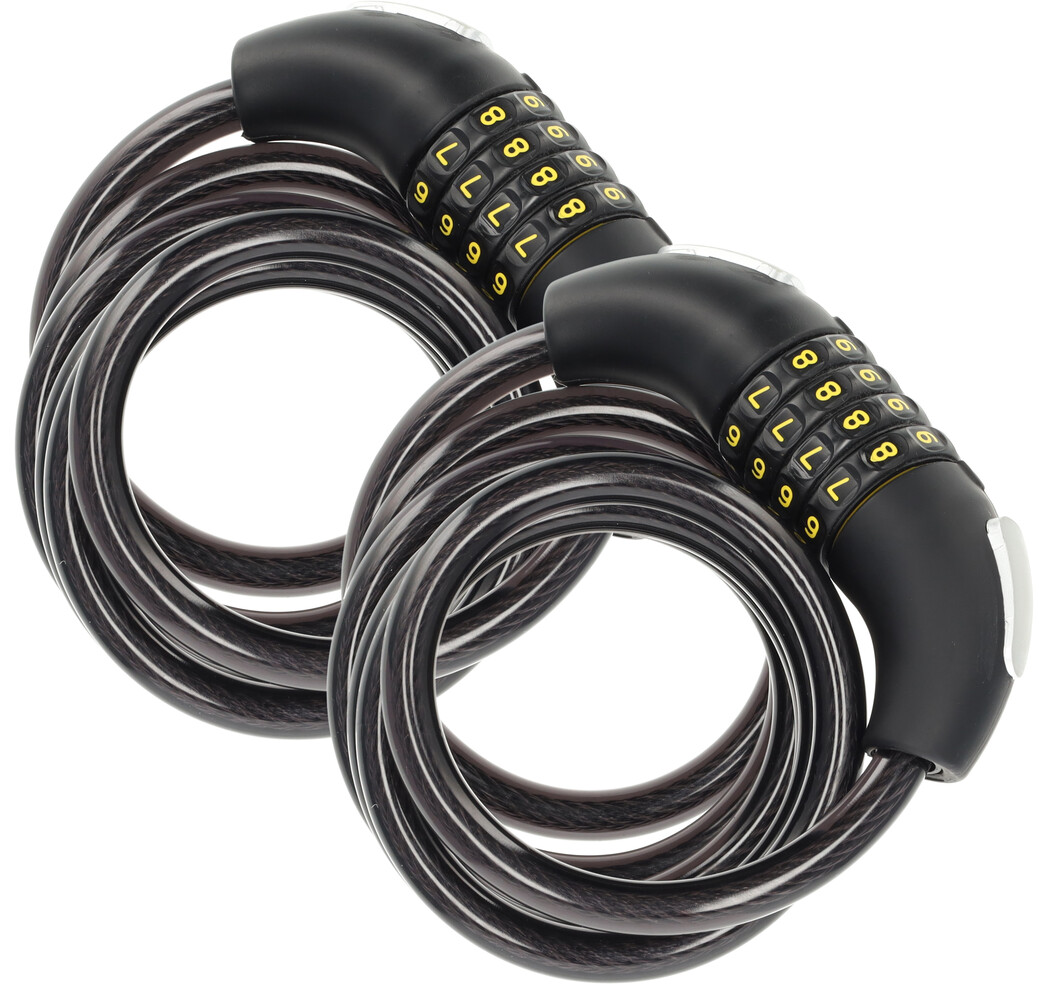 Discountershop 2x Topkwaliteit Zwarte Fietssloten Set met Cijfer- en Kabelslot - Anti-Diefstal, Lichtgewicht (170g), 180cm x 10mm Discountershop 2x Topkwaliteit Zwarte Fietssloten Set met Cijfer- en Kabelslot - Anti-Diefstal, Lichtgewicht (170g), 180cm x 10mm