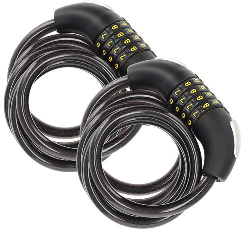 Discountershop 2x Topkwaliteit Zwarte Fietssloten Set met Cijfer- en Kabelslot - Anti-Diefstal, Lichtgewicht (170g), 180cm x 10mm Discountershop 2x Topkwaliteit Zwarte Fietssloten Set met Cijfer- en Kabelslot - Anti-Diefstal, Lichtgewicht (170g), 180cm x 10mm