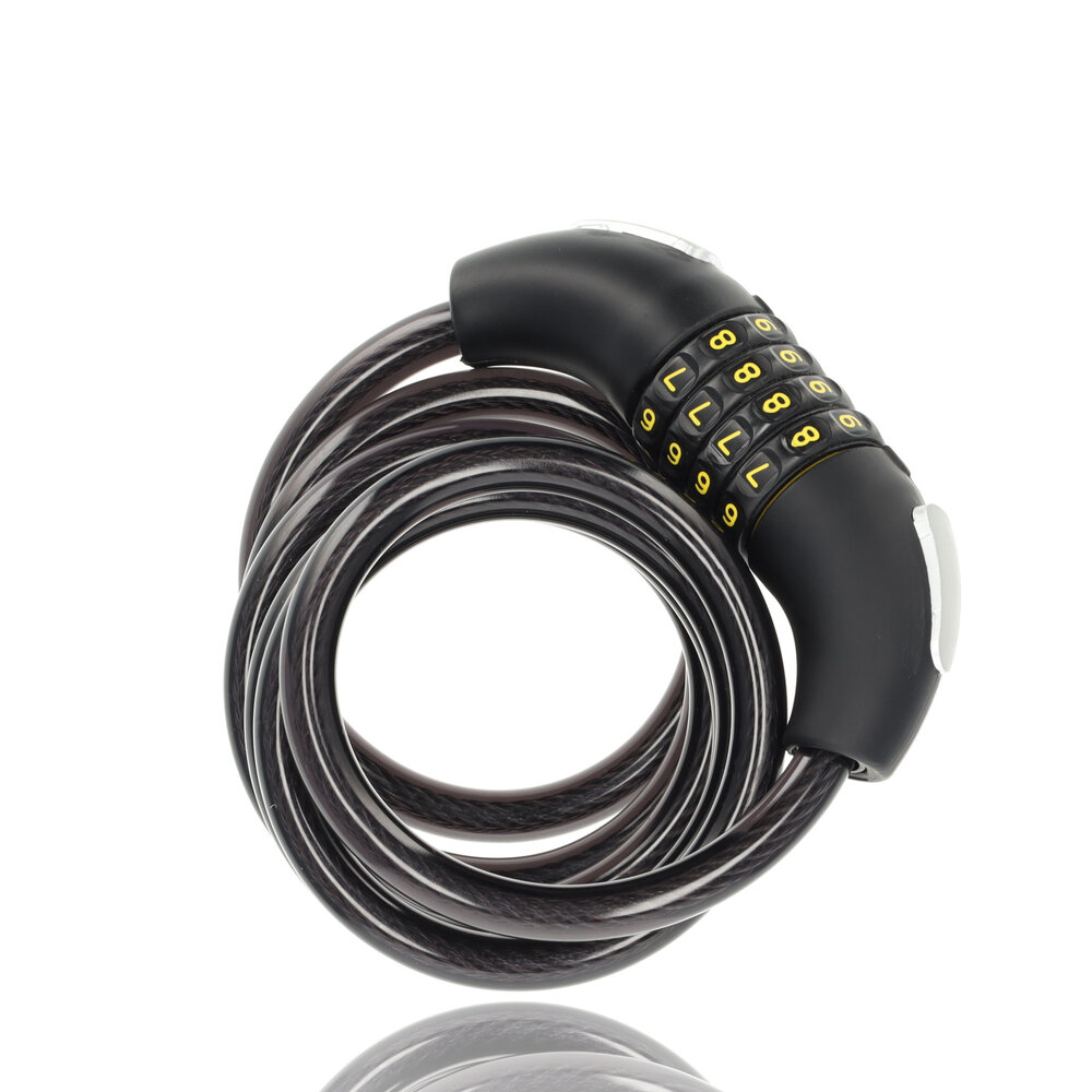 Discountershop 2x Top Quality Black Bicycle Lock Set with Number and Cable Lock - Anti-Theft, Lightweight (170g), 180cm x 10mm Discountershop 2x Top Quality Black Bicycle Lock Set with Number and Cable Lock - Anti-Theft, Lightweight (170g), 180cm x 10mm