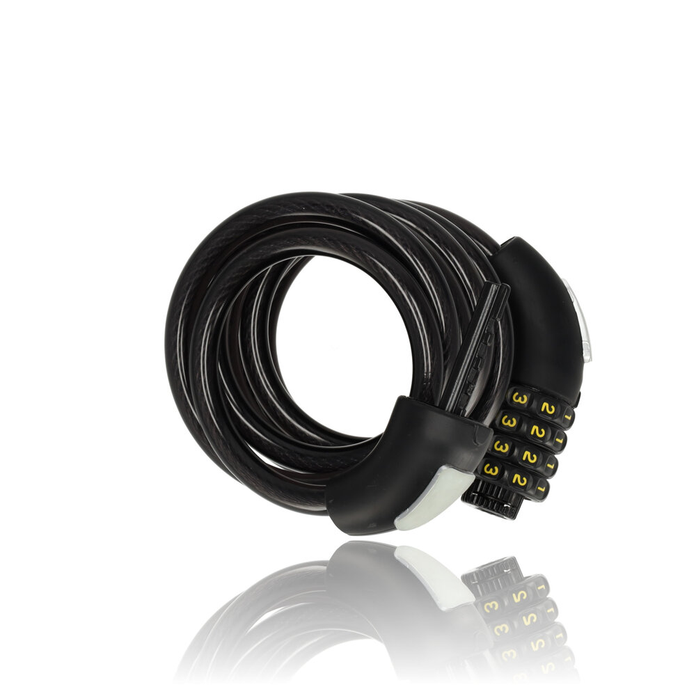 Discountershop 2x Top Quality Black Bicycle Lock Set with Number and Cable Lock - Anti-Theft, Lightweight (170g), 180cm x 10mm Discountershop 2x Top Quality Black Bicycle Lock Set with Number and Cable Lock - Anti-Theft, Lightweight (170g), 180cm x 10mm