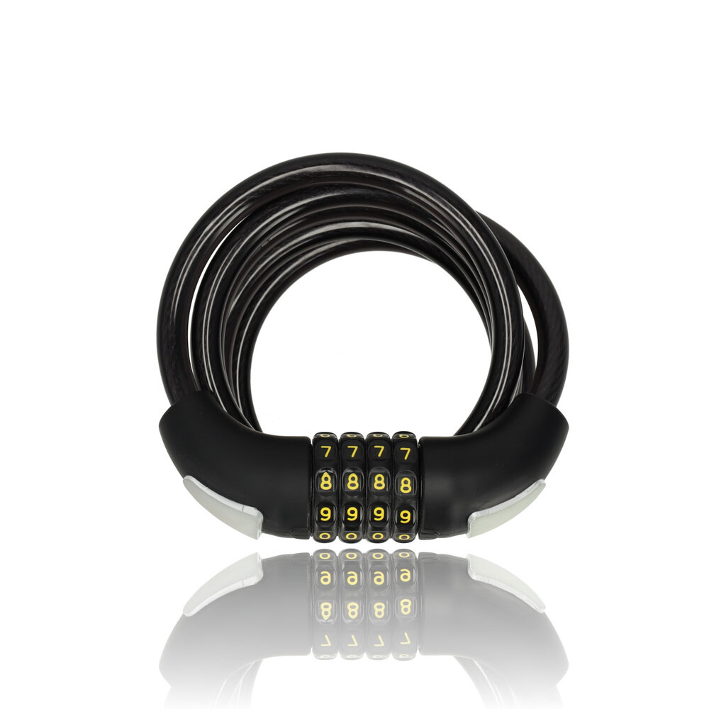 Discountershop 2x Top Quality Black Bicycle Lock Set with Number and Cable Lock - Anti-Theft, Lightweight (170g), 180cm x 10mm Discountershop 2x Top Quality Black Bicycle Lock Set with Number and Cable Lock - Anti-Theft, Lightweight (170g), 180cm x 10mm