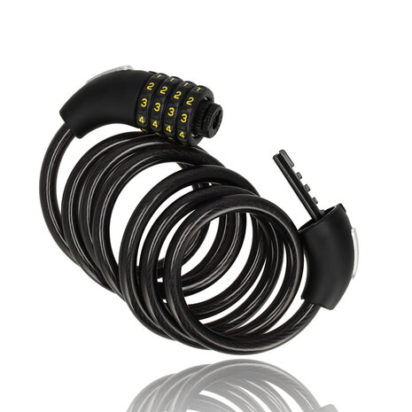 Discountershop 4x Top Quality Black Bicycle Lock Set with Number and Cable Lock - Anti-Theft, Lightweight (340g), 180cm x 10mm Discountershop 4x Top Quality Black Bicycle Lock Set with Number and Cable Lock - Anti-Theft, Lightweight (340g), 180cm x 10mm