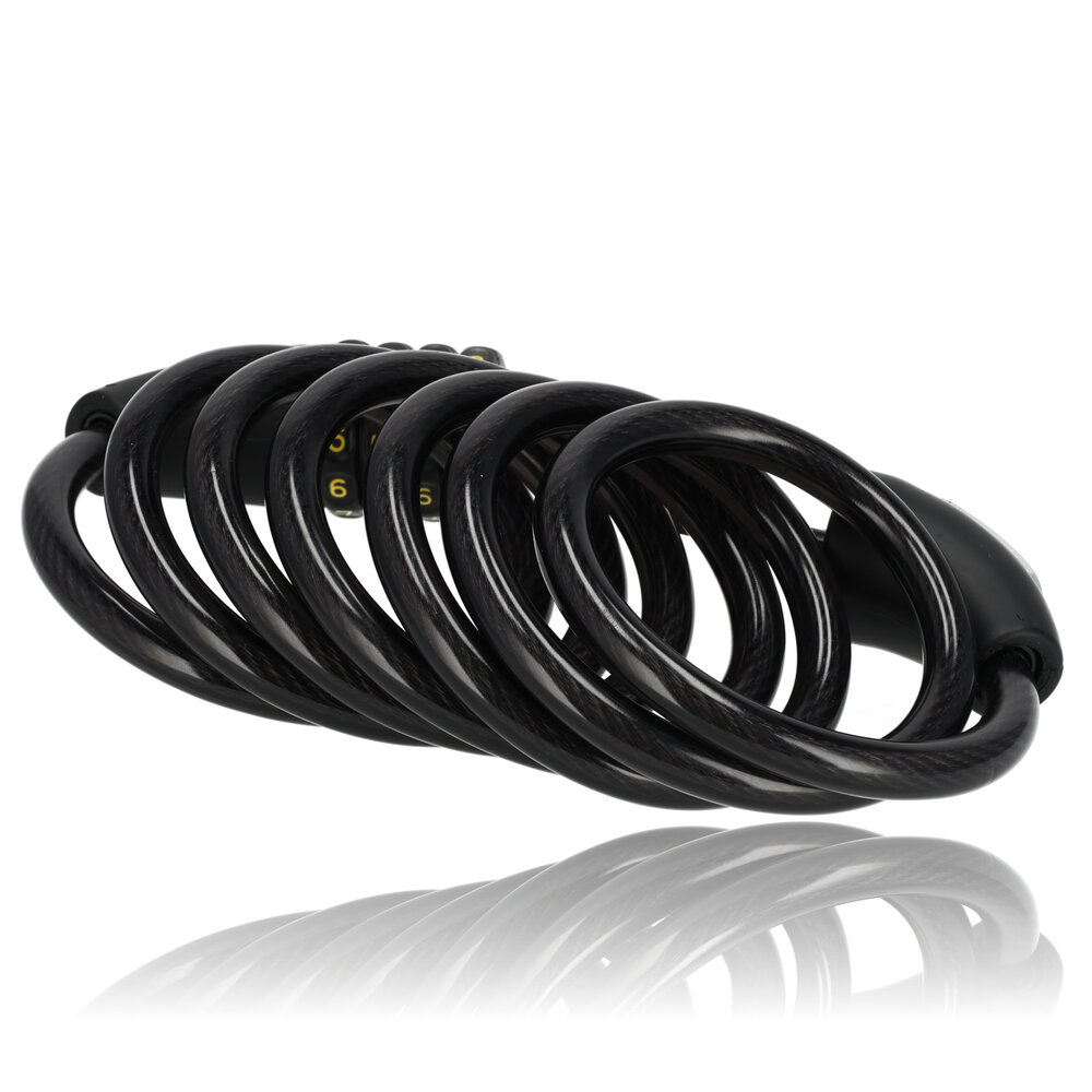 Discountershop 4x Topkwaliteit Zwarte Fietssloten Set met Cijfer- en Kabelslot - Anti-Diefstal, Lichtgewicht (340g), 180cm x 10mm