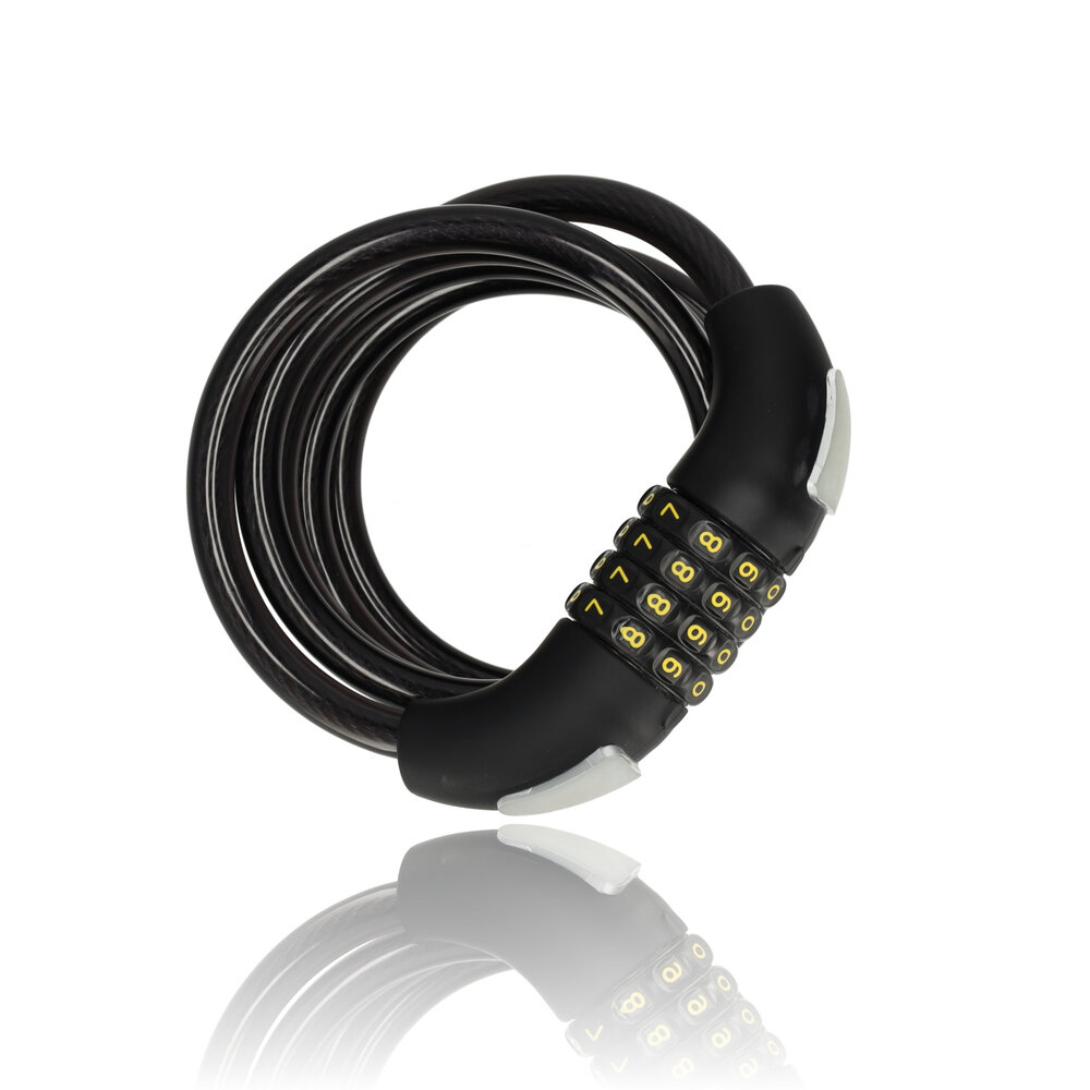 Discountershop 4x Topkwaliteit Zwarte Fietssloten Set met Cijfer- en Kabelslot - Anti-Diefstal, Lichtgewicht (340g), 180cm x 10mm