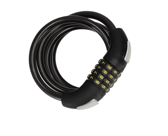 Discountershop 4x Topkwaliteit Zwarte Fietssloten Set met Cijfer- en Kabelslot - Anti-Diefstal, Lichtgewicht (340g), 180cm x 10mm