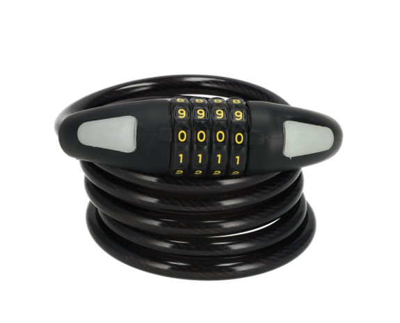 Discountershop 4x Topkwaliteit Zwarte Fietssloten Set met Cijfer- en Kabelslot - Anti-Diefstal, Lichtgewicht (340g), 180cm x 10mm