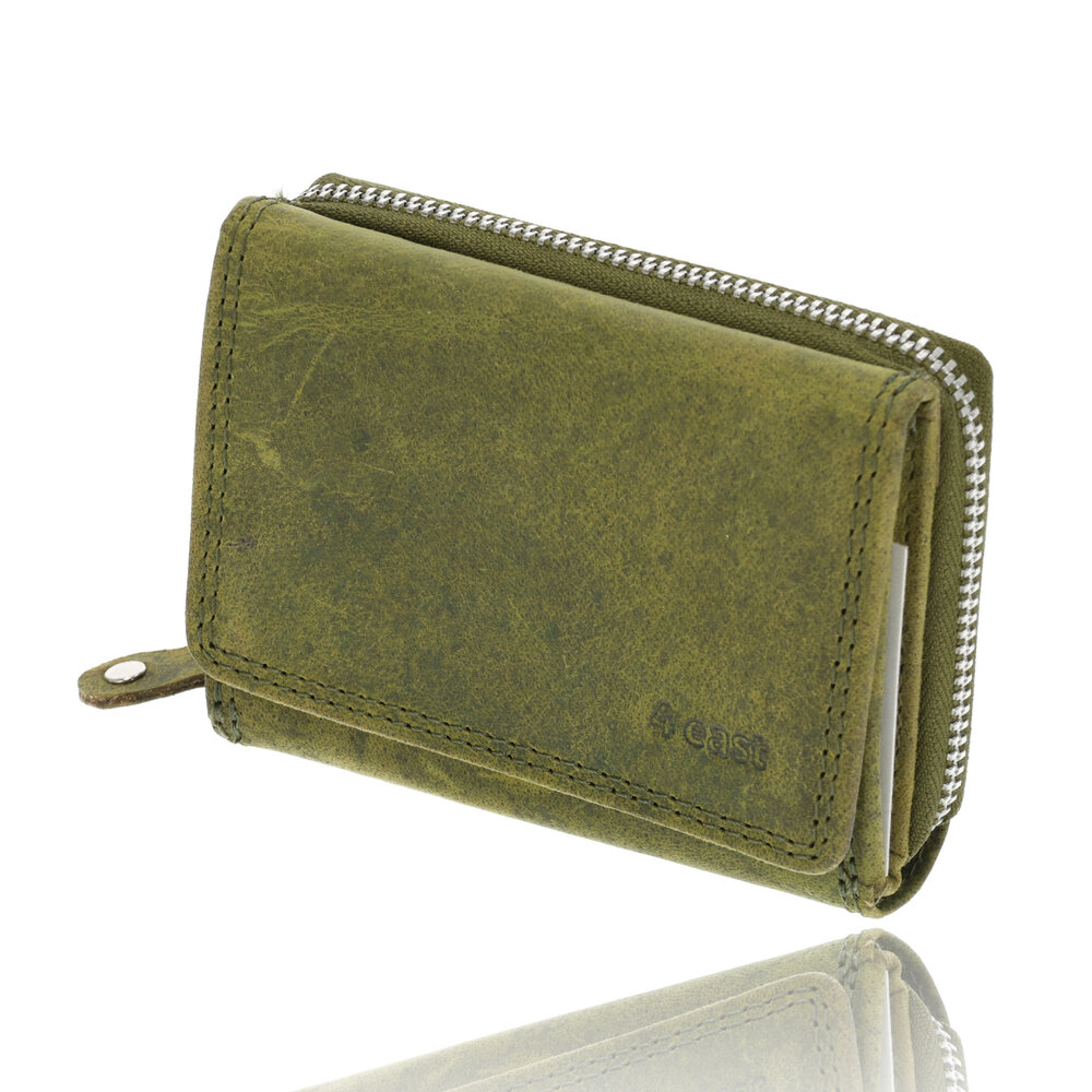 4 East Unisex Overslagportemonnee Heren & Dames | Echt Leren Portemonnee met RFID | Kleine Portemonnee met Rits | Pasjeshouder met 5 Vakken | Cadeau voor Hem & Haar | 11x9x3 cm - Olijfkleurig 4 East Unisex Overslagportemonnee Heren & Dames | Echt Leren Portemonnee met RFID | Kleine Portemonnee met Rits | Pasjeshouder met 5 Vakken | Cadeau voor Hem & Haar | 11x9x3 cm - Olijfkleurig