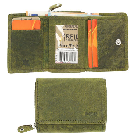 4 East Unisex Leather Wallet with Zipper | 5 Credit Card Slots & Coin Pocket | Pure Leather Wallet with RFID Protection - Olive | 11X9X3cm 4 East Unisex Leather Wallet with Zipper | 5 Credit Card Slots & Coin Pocket | Pure Leather Wallet with RFID Protection - Olive | 11X9X3cm