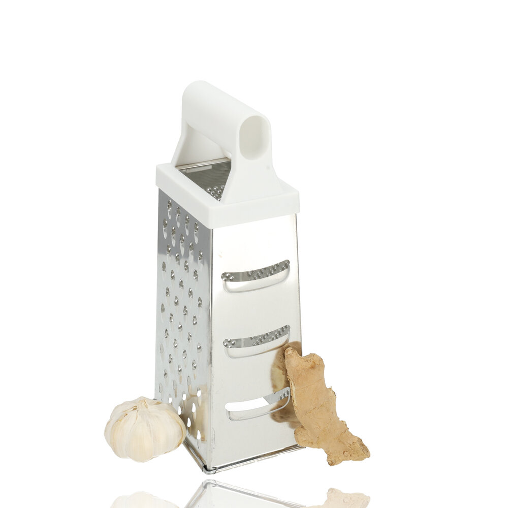 Merkloos Multifunctionele Mini Kaasrasp Van Roestvrijstaal In Zilver | Extra Scherpe Keukenrasp Voor Kaas Citroen Groenten | Compacte 10.5cm X 8.5cm X 24.5cm | Ergonomisch Handvat | Ideaal Voor Zowel Grof Als Fijn Raspen