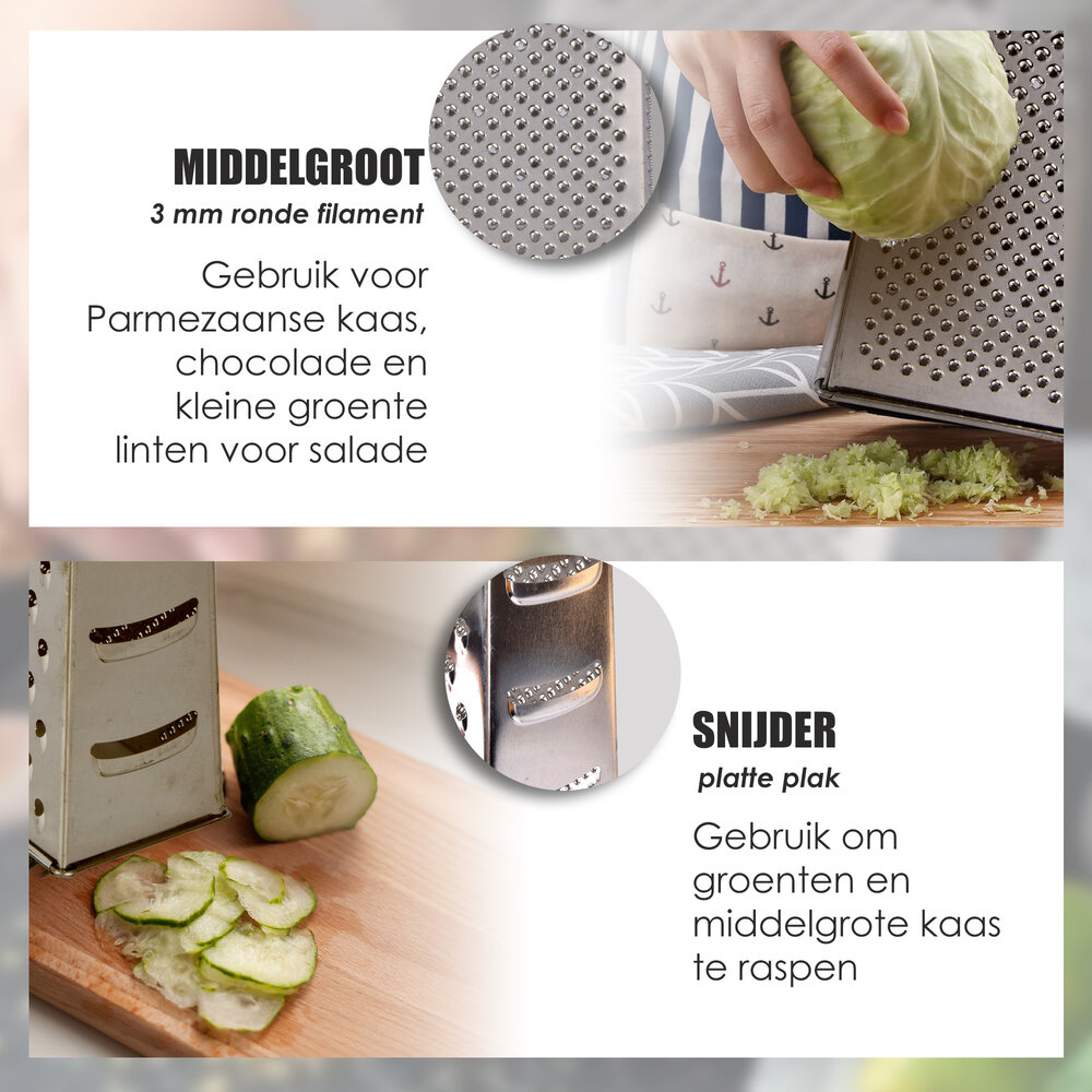 Merkloos Multifunctionele Mini Kaasrasp Van Roestvrijstaal In Zilver | Extra Scherpe Keukenrasp Voor Kaas Citroen Groenten | Compacte 10.5cm X 8.5cm X 24.5cm | Ergonomisch Handvat | Ideaal Voor Zowel Grof Als Fijn Raspen