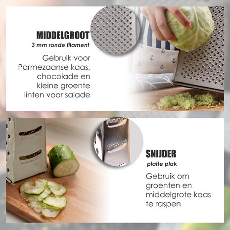 Merkloos Multifunctionele Mini Kaasrasp Van Roestvrijstaal In Zilver | Extra Scherpe Keukenrasp Voor Kaas Citroen Groenten | Compacte 10.5cm X 8.5cm X 24.5cm | Ergonomisch Handvat | Ideaal Voor Zowel Grof Als Fijn Raspen