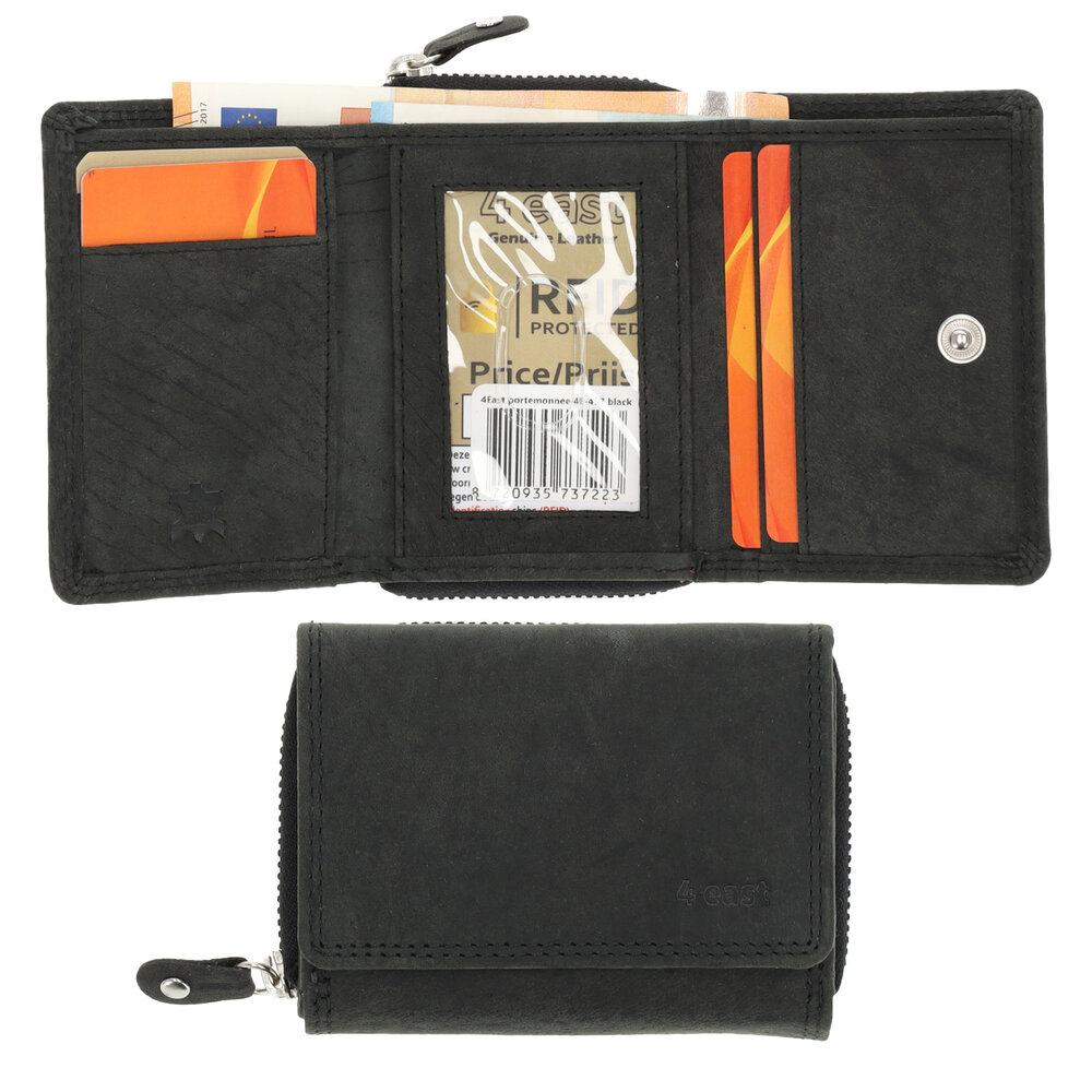 4 East Portemonnee Unisex Anti Skim | Overslagportemonne Voor Heren & Dames | Mini Portemonnee Met Rits & RFID | 5 Pasjeshouder | Ideaal Cadeautjes | 11x9x3 cm – Zwart 4 East Portemonnee Unisex Anti Skim | Overslagportemonne Voor Heren & Dames | Mini Portemonnee Met Rits & RFID | 5 Pasjeshouder | Ideaal Cadeautjes | 11x9x3 cm – Zwart