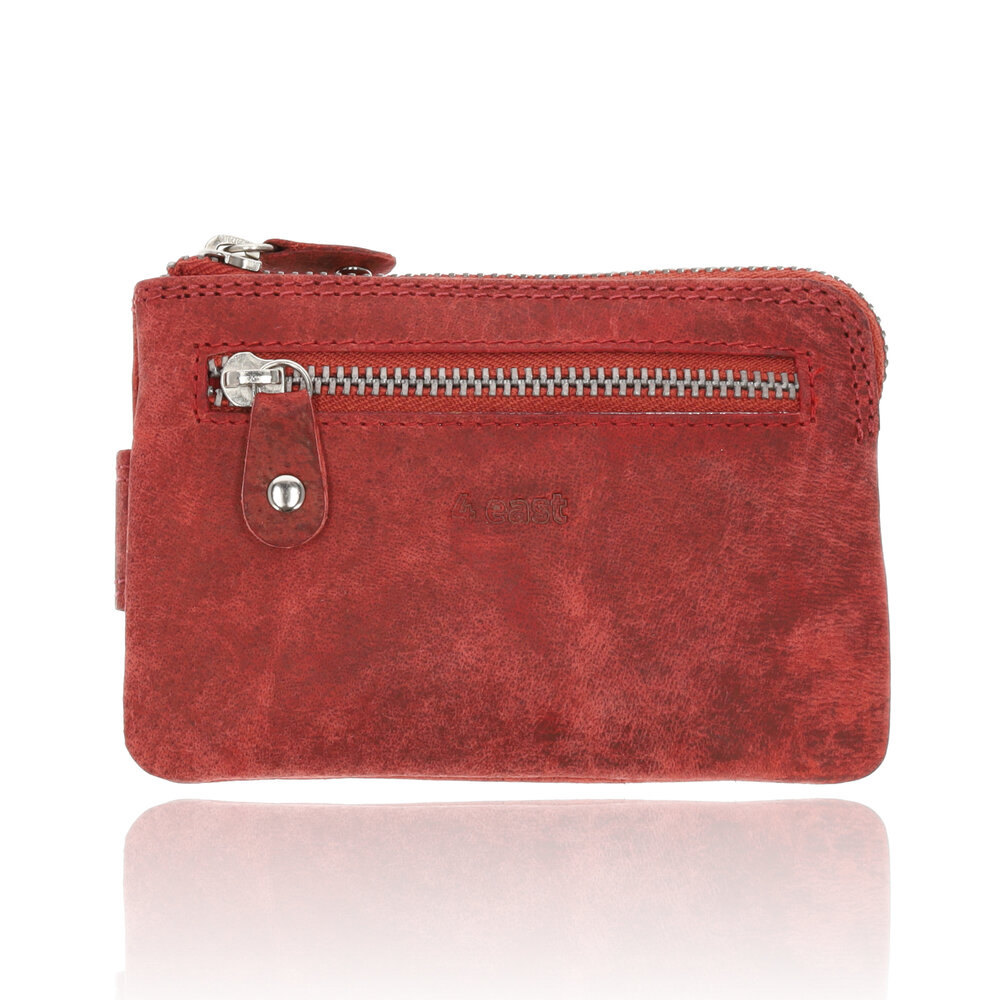 4 East  Keychain Wallet in Red | Unisex Leather Wallet with RFID Protection | 4 Credit Card Slots & 2 Keychain | Genuine Leather | 12.5x8x1cm 4 East  Keychain Wallet in Red | Unisex Leather Wallet with RFID Protection | 4 Credit Card Slots & 2 Keychain | Genuine Leather | 12.5x8x1cm