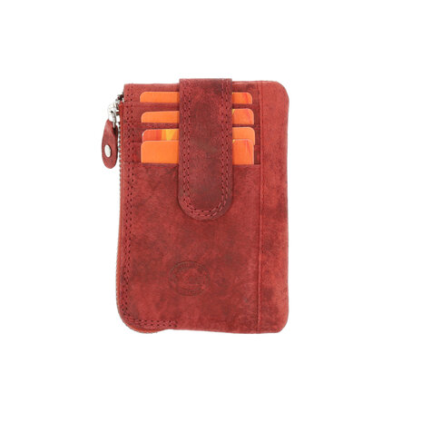 4 East Mini portemonnee sleutelhanger | unisex rfid sleuteletui | mini portemonnee met rits | 4 pasjeshouder, 2 sleutelring &muntvak | 12.5x8x1cm - rood