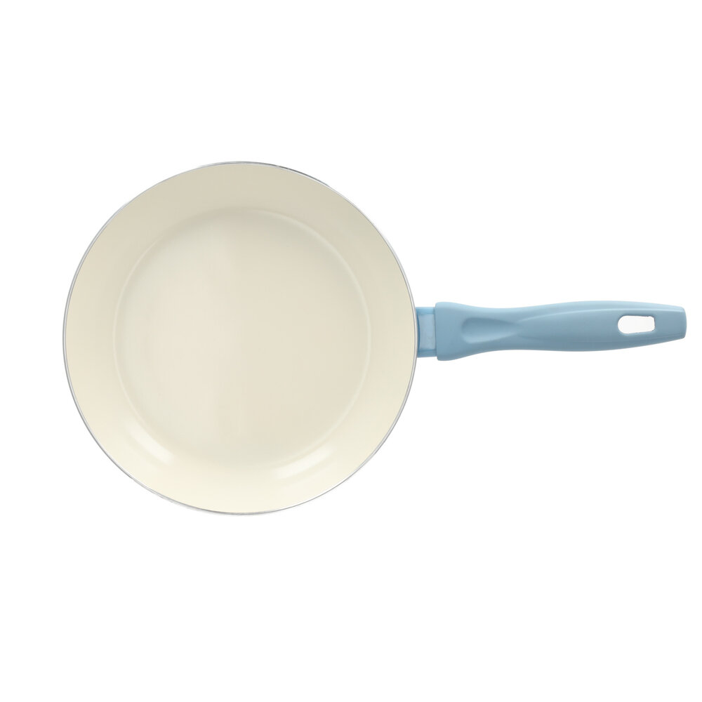 Alpina 24 cm Ceramic Frying Pan | Cooking Pan Suitable for Induction, Gas & Halogen | Dishwasher Safe Cookware | Blue/White