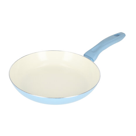 Alpina 24 cm Ceramic Frying Pan | Cooking Pan Suitable for Induction, Gas & Halogen | Dishwasher Safe Cookware | Blue/White