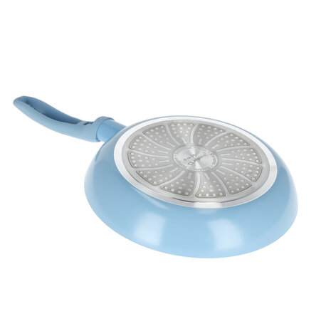 Alpina 24 cm Ceramic Frying Pan | Cooking Pan Suitable for Induction, Gas & Halogen | Dishwasher Safe Cookware | Blue/White