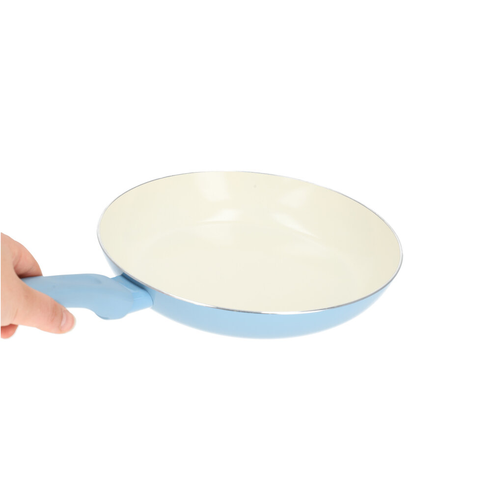 Alpina 24 cm Ceramic Frying Pan | Cooking Pan Suitable for Induction, Gas & Halogen | Dishwasher Safe Cookware | Blue/White