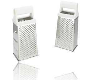 Discountershop Rasp - Tafelrasp - Multifunctioneel Set van 4 Vierkante Handraspen- Kaas, Groenten, Aardappelen – Keukenrasp 24,5 cm – Niet Vaatwasserbestendig