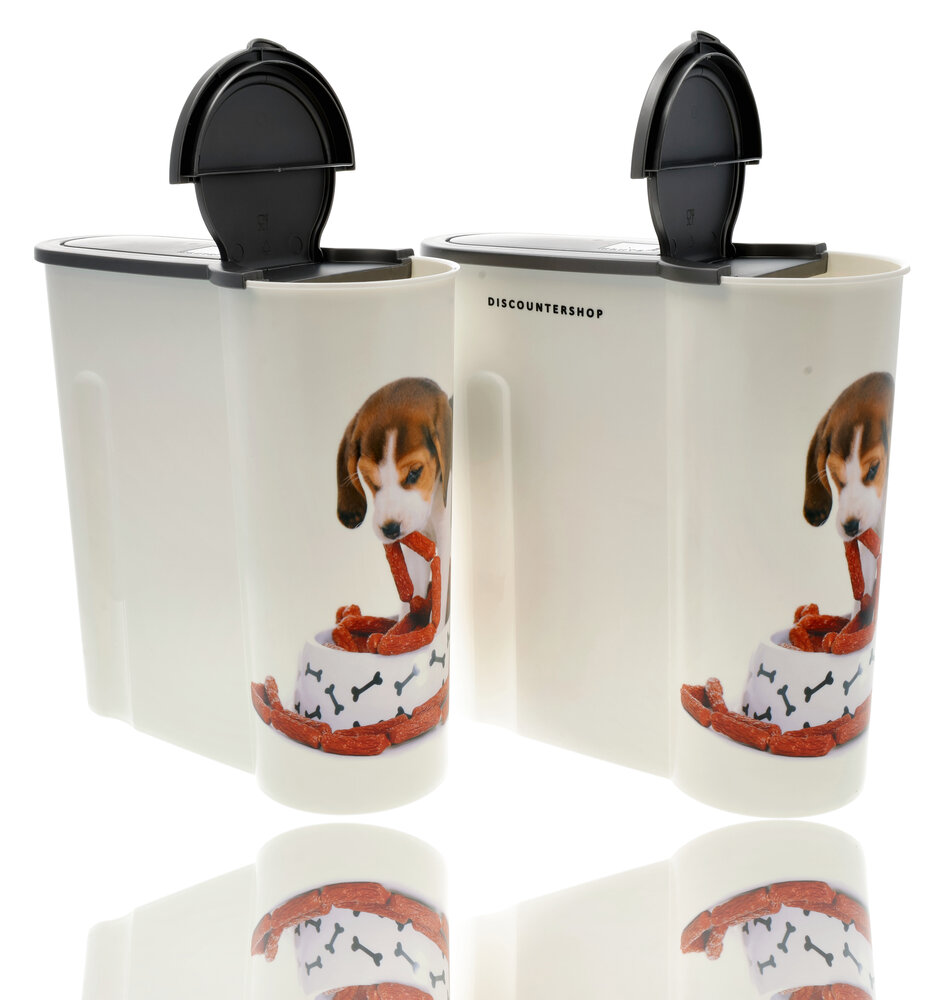 Discountershop Hondenvoer Container 4L in Wit: Set van 2 Opbergdozen 25.5cm x 9.5cm - Kunststof | Discountershop Discountershop Hondenvoer Container 4L in Wit: Set van 2 Opbergdozen 25.5cm x 9.5cm - Kunststof | Discountershop