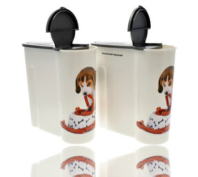 Discountershop Hondenvoer Container 4L in Wit: Set van 2 Opbergdozen 25.5cm x 9.5cm - Kunststof | Discountershop Discountershop Hondenvoer Container 4L in Wit: Set van 2 Opbergdozen 25.5cm x 9.5cm - Kunststof | Discountershop