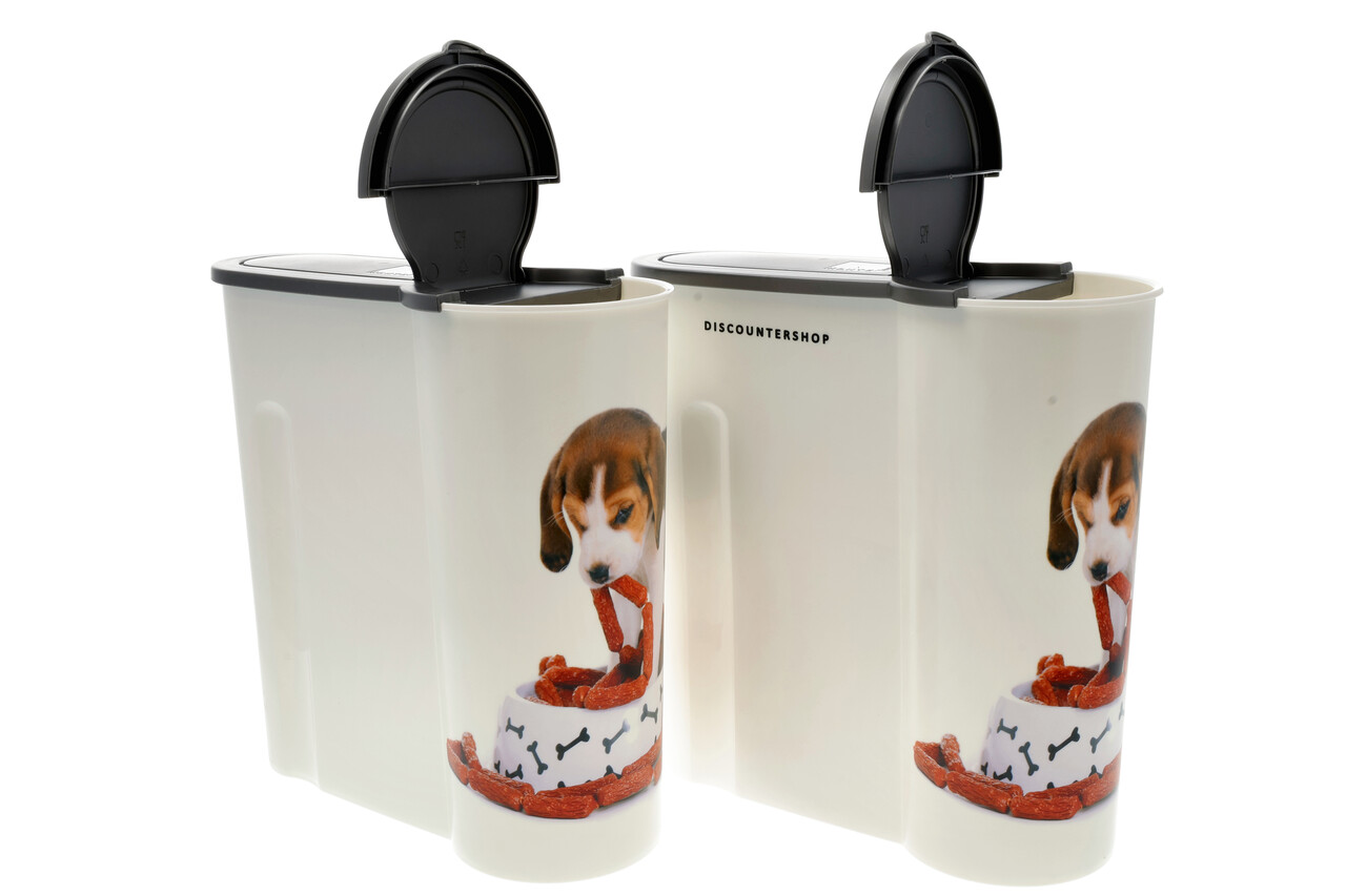 Discountershop Hondenvoer Container 4L in Wit: Set van 2 Opbergdozen 25.5cm x 9.5cm - Kunststof | Discountershop Discountershop Hondenvoer Container 4L in Wit: Set van 2 Opbergdozen 25.5cm x 9.5cm - Kunststof | Discountershop