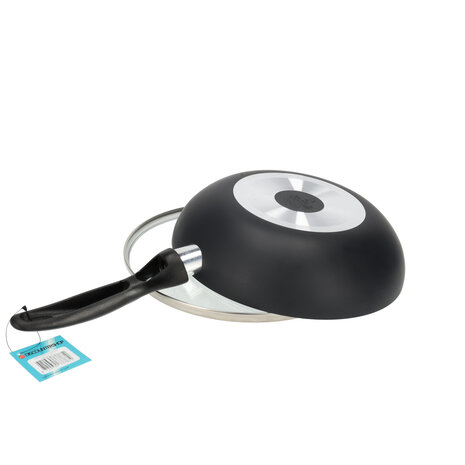 Discountershop Non-Stick Cooking Pan 24cm with Lid | Frying Pan for Gas, Electric, Ceramic & Halogen | Cool Touch Handle | Aluminium Frying Pan - Dishwasher Safe & Microwave Safe