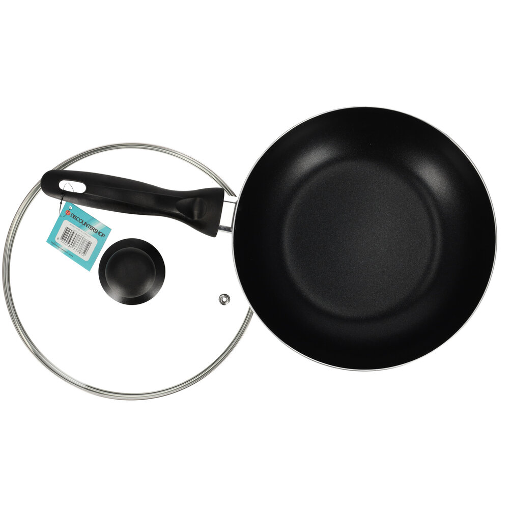 Discountershop Koekenpan 24 Cm Met Deksel | Zwarte Antiaanbak Koekenpannen | Vaatwasserveilig & Magnetronbestendig | Geschikt Voor Gas, Electric, Ceramic & Halogen Discountershop Koekenpan 24 Cm Met Deksel | Zwarte Antiaanbak Koekenpannen | Vaatwasserveilig & Magnetronbestendig | Geschikt Voor Gas, Electric, Ceramic & Halogen