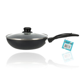 Discountershop Koekenpan 24 Cm Met Deksel | Zwarte Antiaanbak Koekenpannen | Vaatwasserveilig & Magnetronbestendig | Geschikt Voor Gas, Electric, Ceramic & Halogen Discountershop Koekenpan 24 Cm Met Deksel | Zwarte Antiaanbak Koekenpannen | Vaatwasserveilig & Magnetronbestendig | Geschikt Voor Gas, Electric, Ceramic & Halogen