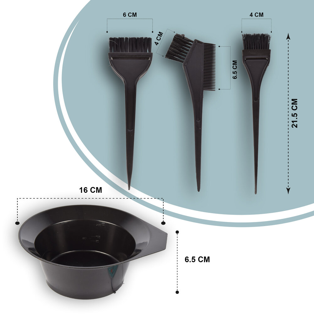 Discountershop Haarverfset 4-delig - 3 Kwasten & 1 Verfbakje - Geschikt voor Alle Haartypes - Zwart - Verf Set voor Lang & Kort Haar - Krullend & Steil Haar - Professioneel & Thuisgebruik