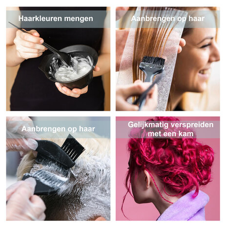 Discountershop Haarverfset 4-delig - 3 Kwasten & 1 Verfbakje - Geschikt voor Alle Haartypes - Zwart - Verf Set voor Lang & Kort Haar - Krullend & Steil Haar - Professioneel & Thuisgebruik