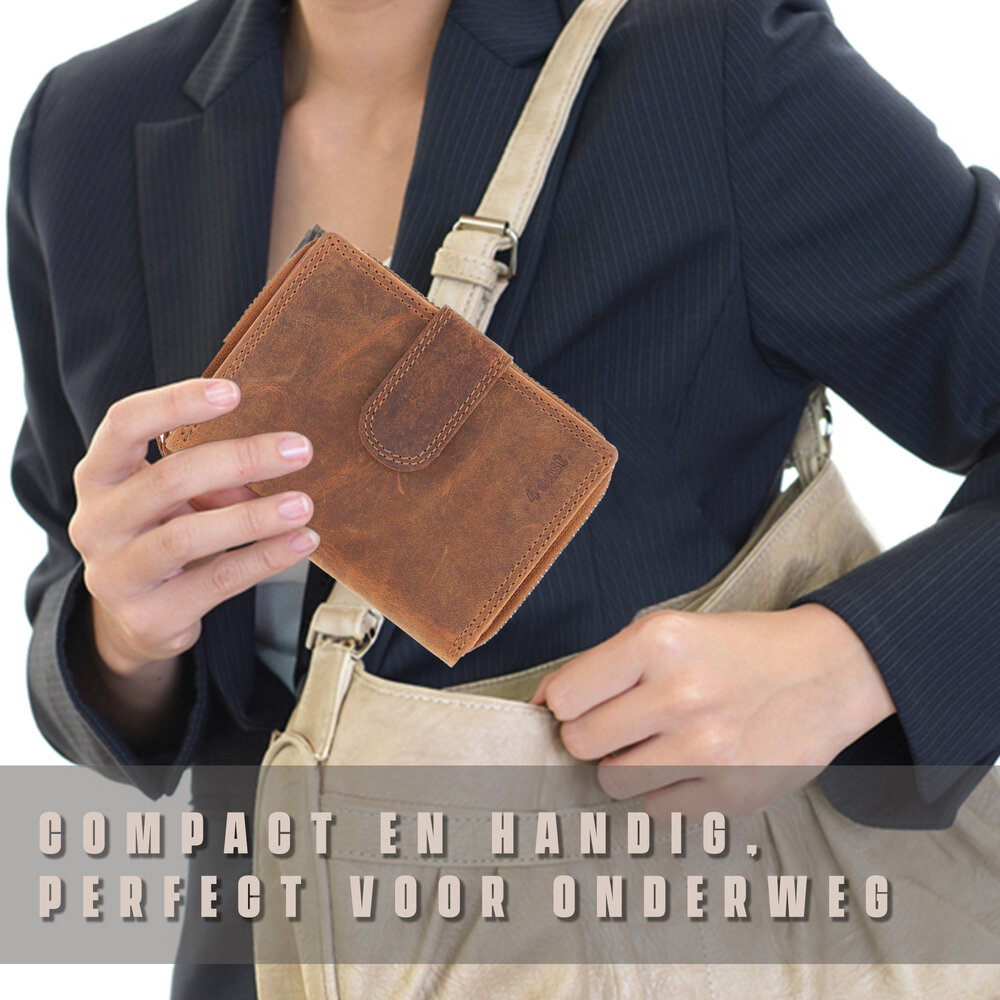 4 East Brown Wallet with Zipper - Genuine Leather - RFID Protected Anti Skim - 13,5x10 cm - 6 Credit Card Pockets 4 East Brown Wallet with Zipper - Genuine Leather - RFID Protected Anti Skim - 13,5x10 cm - 6 Credit Card Pockets