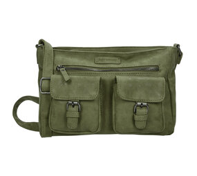 Bicky Bernard  Dames Schoudertas Olijf - -Stoere Tas met Dubbele Ritssluiting & Magneetsluiting - Voorvakjes & Ruim Hoofdvak Bicky Bernard  Dames Schoudertas Olijf - -Stoere Tas met Dubbele Ritssluiting & Magneetsluiting - Voorvakjes & Ruim Hoofdvak