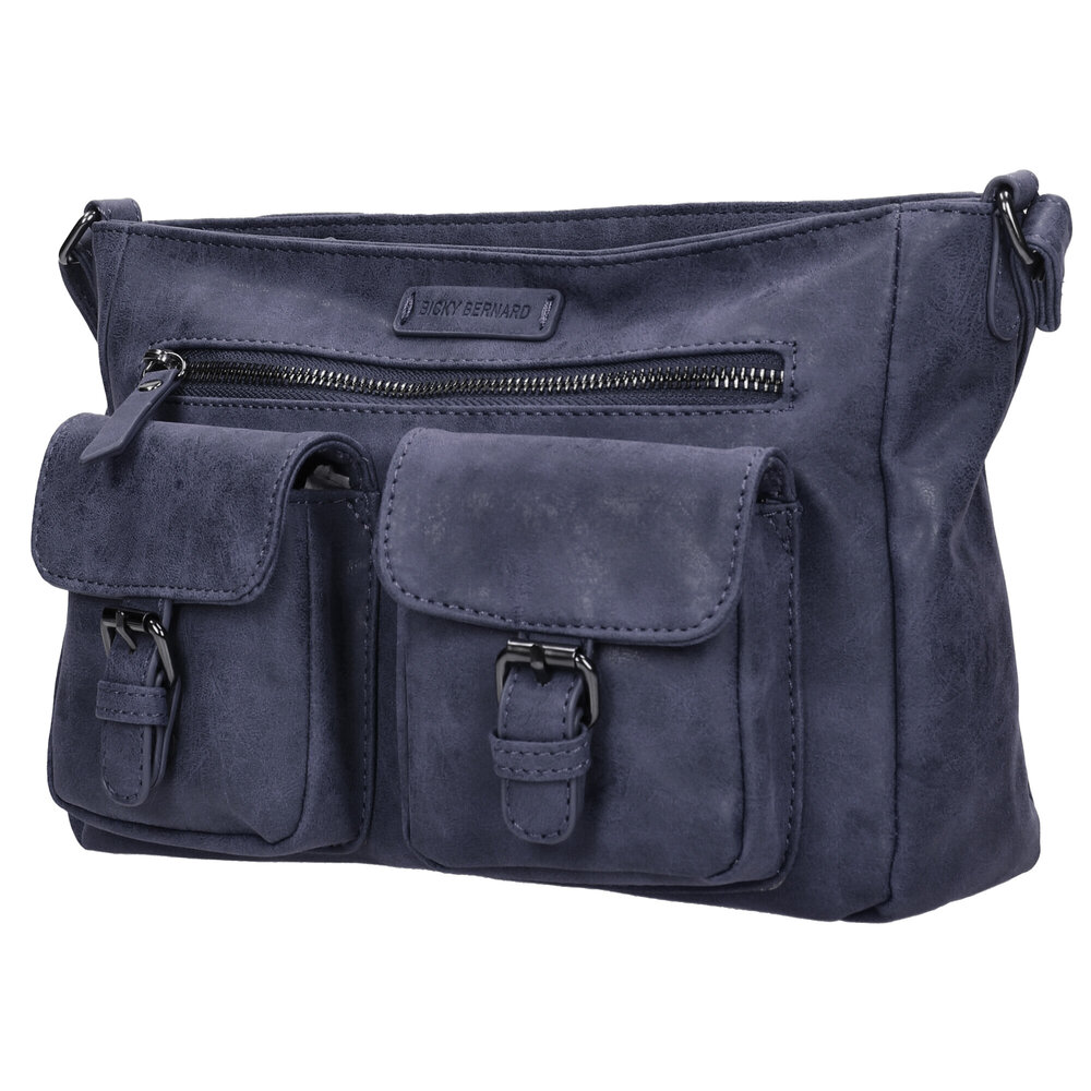Bicky Bernard  Bicky Bernard Women's Shoulder Bag - Hanging Shoulder Bag Zipper Pockets Trendy Bag - Dark Blue - Navy-