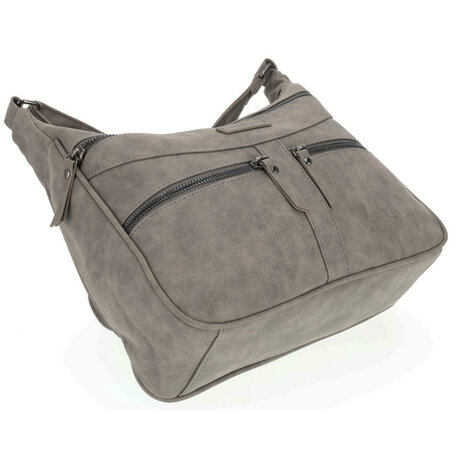 Bicky Bernard Bicky Bernard Omhang Schoudertas Ritsvakjes Trendy Tas grijs - Mid-Grey - Schoudertas dames Bicky Bernard Bicky Bernard Omhang Schoudertas Ritsvakjes Trendy Tas grijs - Mid-Grey - Schoudertas dames
