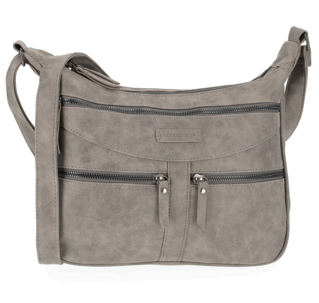 Bicky Bernard Bicky Bernard Omhang Schoudertas Ritsvakjes Trendy Tas grijs - Mid-Grey - Schoudertas dames Bicky Bernard Bicky Bernard Omhang Schoudertas Ritsvakjes Trendy Tas grijs - Mid-Grey - Schoudertas dames