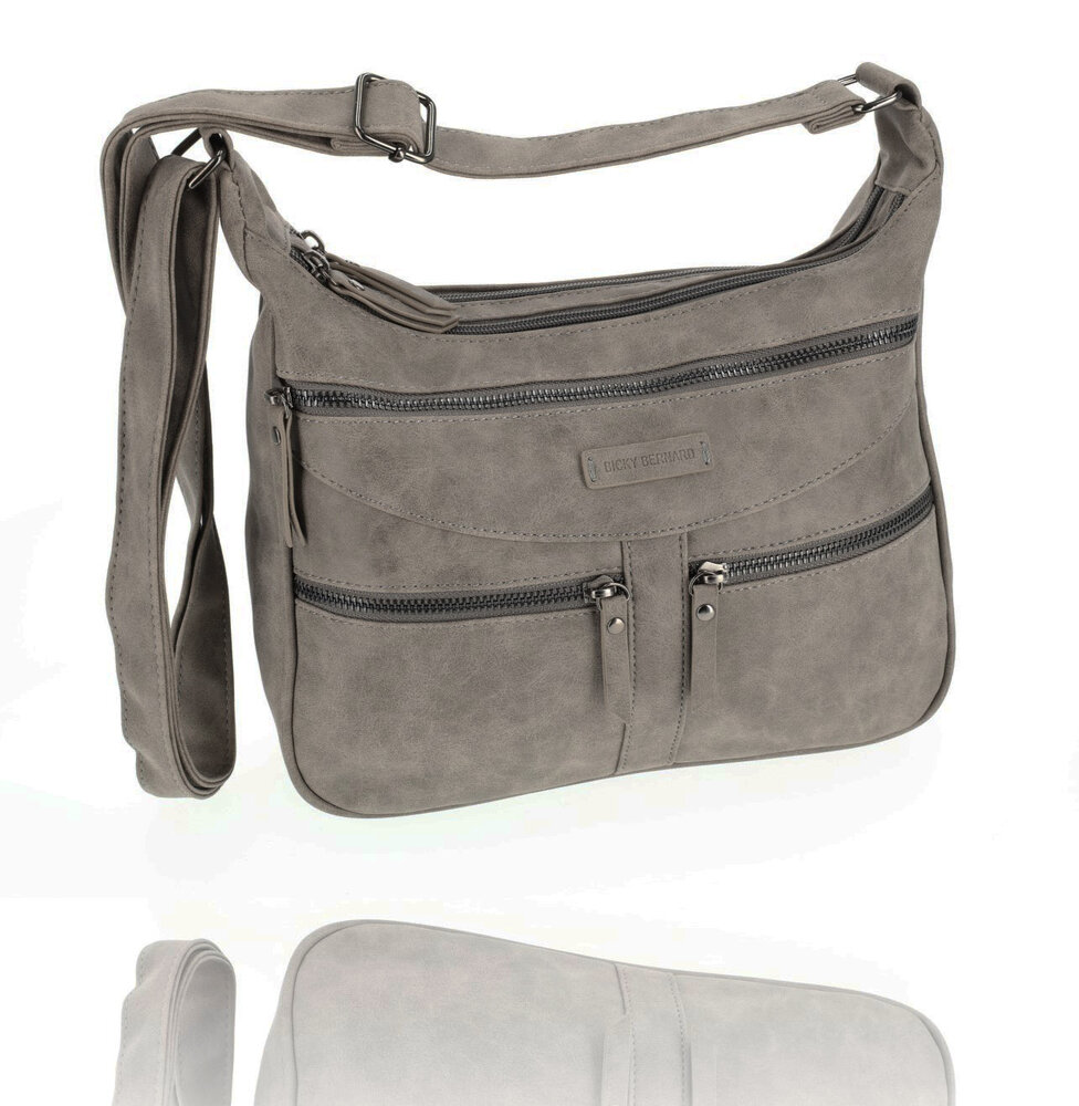 Bicky Bernard Women's Shoulder Bag - Gray PU Bag from Bicky Bernard - 31x30x9cm - Crossbody bag Bicky Bernard Women's Shoulder Bag - Gray PU Bag from Bicky Bernard - 31x30x9cm - Crossbody bag