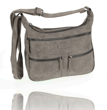 Bicky Bernard Women's Shoulder Bag - Gray PU Bag from Bicky Bernard - 31x30x9cm - Crossbody bag Bicky Bernard Women's Shoulder Bag - Gray PU Bag from Bicky Bernard - 31x30x9cm - Crossbody bag