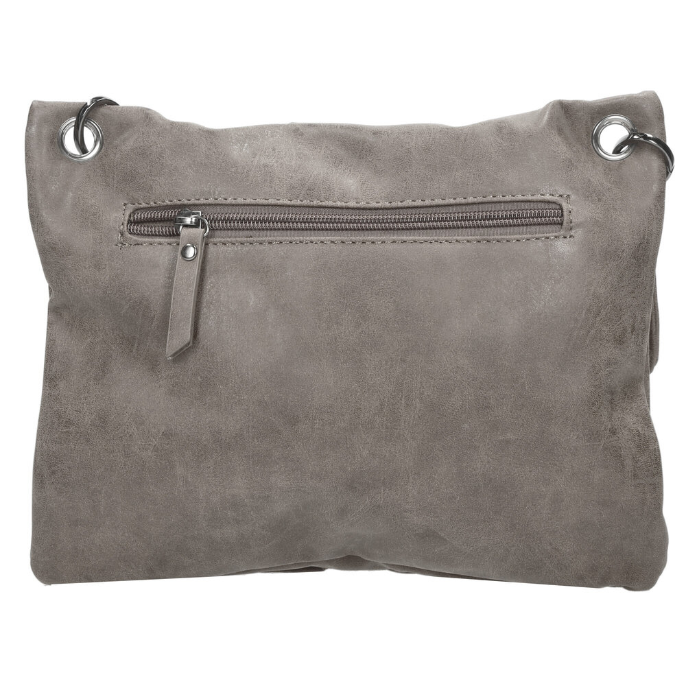Bicky Bernard  Bicky Bernard Dames Schoudertas - Crossbodytas Grijs - Platte Tas met Meerdere Ritssluitingen - Afneembare Schouderriem - 5 Vakken - 21,5 cm Hoog x 27 cm Breed x 4 cm Diep - Kunstleer Bicky Bernard  Bicky Bernard Dames Schoudertas - Crossbodytas Grijs - Platte Tas met Meerdere Ritssluitingen - Afneembare Schouderriem - 5 Vakken - 21,5 cm Hoog x 27 cm Breed x 4 cm Diep - Kunstleer