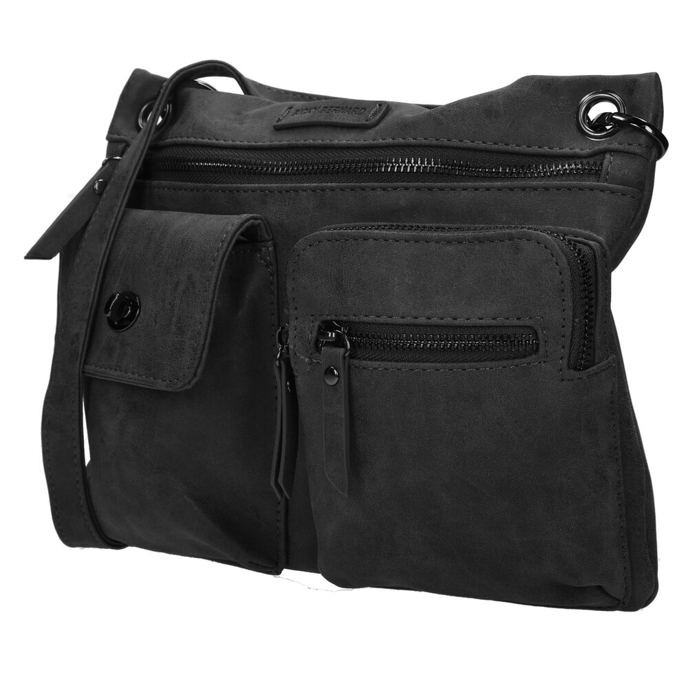 Bicky Bernard  Stijlvolle Zwarte Schoudertas Dames - Bicky Bernard - Compact en Praktisch - Polyester - 5 Vakken - Crossbody Tas Bicky Bernard  Stijlvolle Zwarte Schoudertas Dames - Bicky Bernard - Compact en Praktisch - Polyester - 5 Vakken - Crossbody Tas