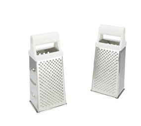 Discountershop Table Grater with White Handle - Ergonomic - For Cheese, Potatoes, Cucumber -Set of 2 Square Gratings - 24.5 cm Kitchen Gratings - Not Dishwasher Safe Discountershop Table Grater with White Handle - Ergonomic - For Cheese, Potatoes, Cucumber -Set of 2 Square Gratings - 24.5 cm Kitchen Gratings - Not Dishwasher Safe