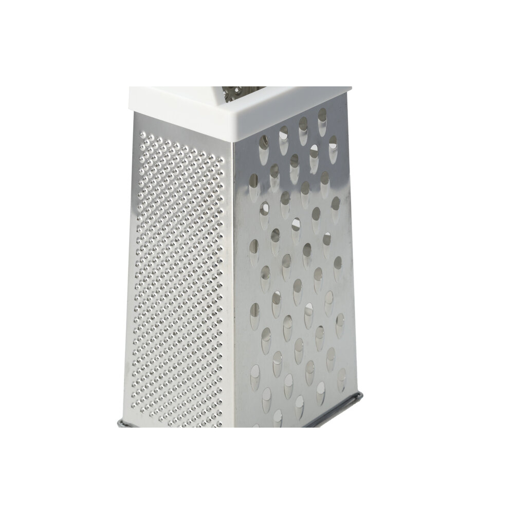 Discountershop Table Grater with White Handle - Ergonomic - For Cheese, Potatoes, Cucumber -Set of 2 Square Gratings - 24.5 cm Kitchen Gratings - Not Dishwasher Safe