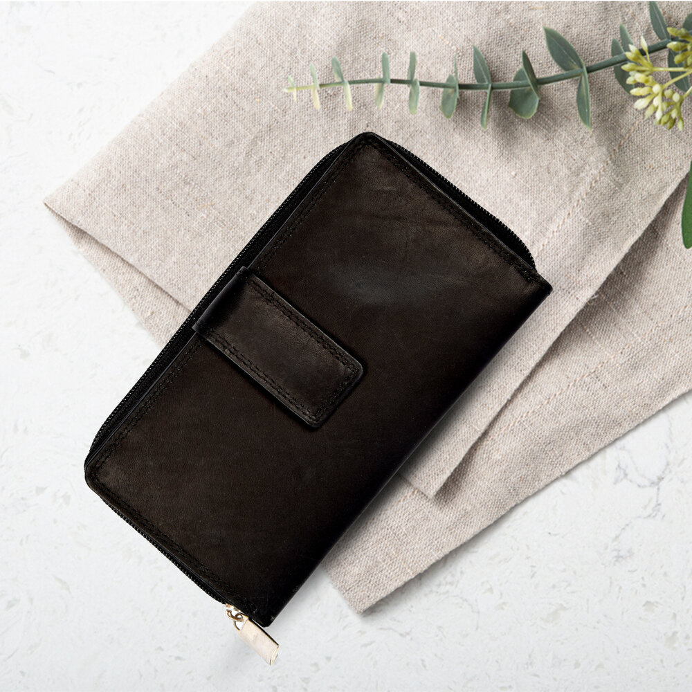 Discountershop Classic Black Leather Wallet Set - Genuine Leather - 250g - Dimensions: 17cm x 2.5cm x 10.5cm - Double Set Discountershop Classic Black Leather Wallet Set - Genuine Leather - 250g - Dimensions: 17cm x 2.5cm x 10.5cm - Double Set