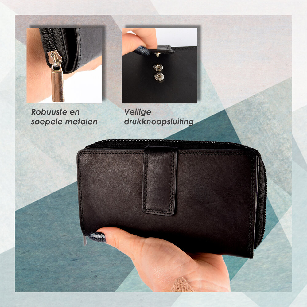 Discountershop Classic Black Leather Wallet Set - Genuine Leather - 250g - Dimensions: 17cm x 2.5cm x 10.5cm - Double Set Discountershop Classic Black Leather Wallet Set - Genuine Leather - 250g - Dimensions: 17cm x 2.5cm x 10.5cm - Double Set